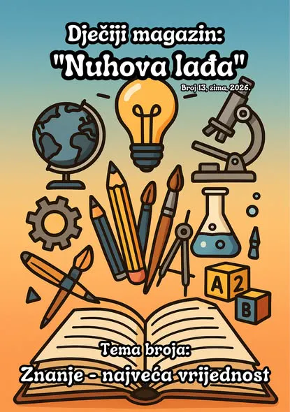 Naslovnica magazina Nuhova lađa, broj 13, zima 2026. Tema broja: Znanje – najveća vrijednost